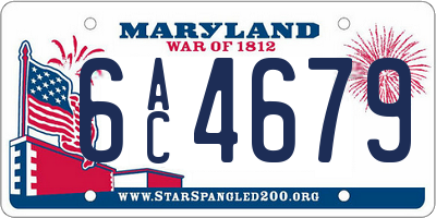 MD license plate 6AC4679
