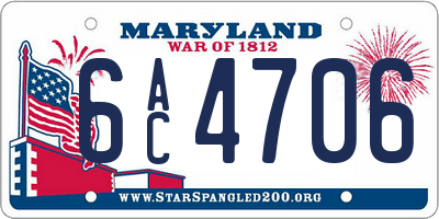 MD license plate 6AC4706