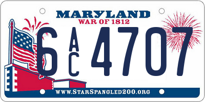 MD license plate 6AC4707