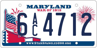 MD license plate 6AC4712