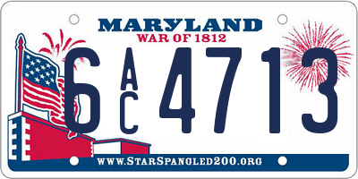MD license plate 6AC4713