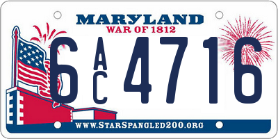 MD license plate 6AC4716