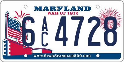 MD license plate 6AC4728