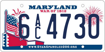 MD license plate 6AC4730