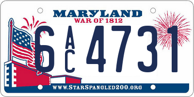 MD license plate 6AC4731