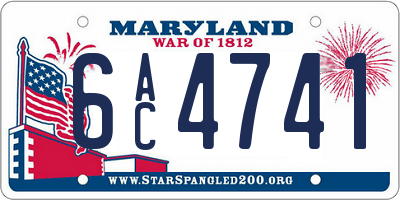 MD license plate 6AC4741