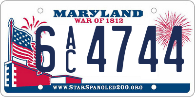 MD license plate 6AC4744