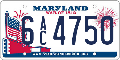 MD license plate 6AC4750