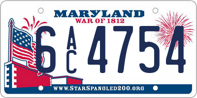 MD license plate 6AC4754