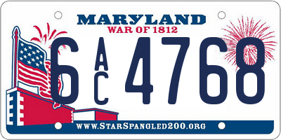 MD license plate 6AC4768