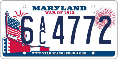 MD license plate 6AC4772