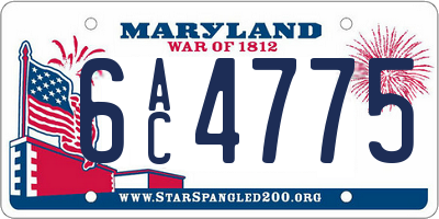 MD license plate 6AC4775