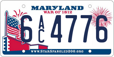 MD license plate 6AC4776
