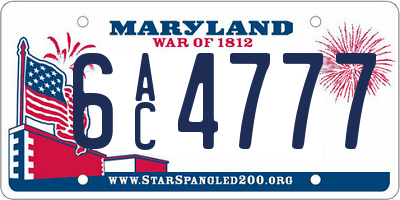 MD license plate 6AC4777