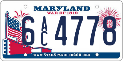 MD license plate 6AC4778
