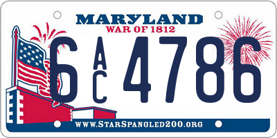 MD license plate 6AC4786