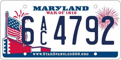 MD license plate 6AC4792