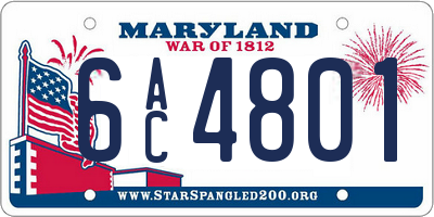 MD license plate 6AC4801