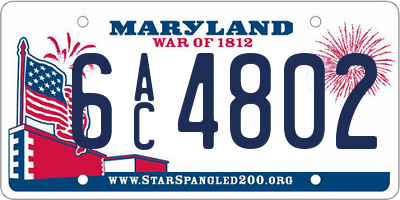 MD license plate 6AC4802