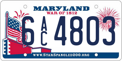 MD license plate 6AC4803