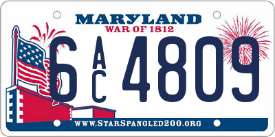 MD license plate 6AC4809