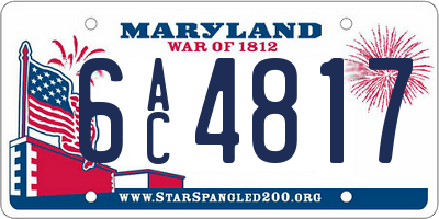 MD license plate 6AC4817