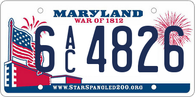 MD license plate 6AC4826