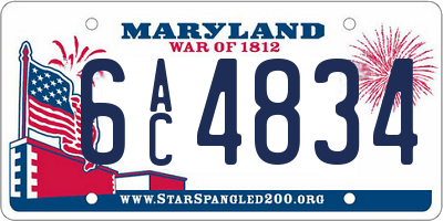 MD license plate 6AC4834