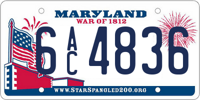 MD license plate 6AC4836