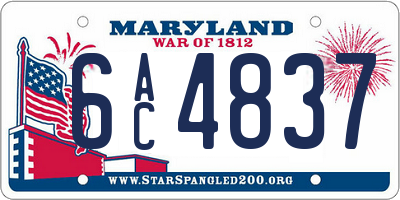 MD license plate 6AC4837