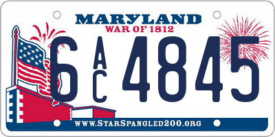 MD license plate 6AC4845
