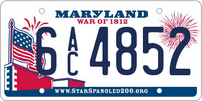 MD license plate 6AC4852