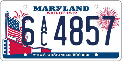 MD license plate 6AC4857