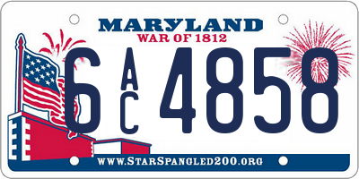 MD license plate 6AC4858