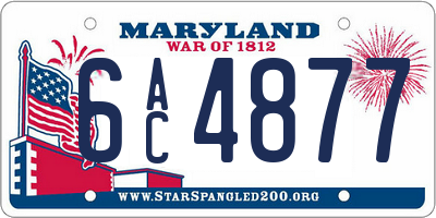 MD license plate 6AC4877