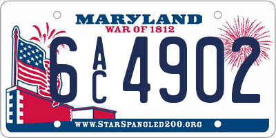 MD license plate 6AC4902