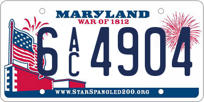 MD license plate 6AC4904