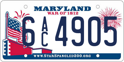 MD license plate 6AC4905
