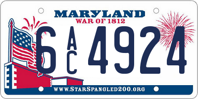MD license plate 6AC4924