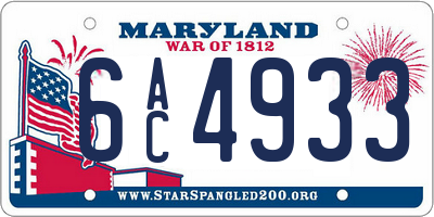 MD license plate 6AC4933