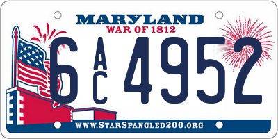 MD license plate 6AC4952