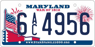 MD license plate 6AC4956