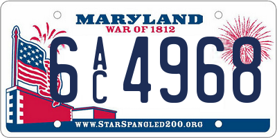 MD license plate 6AC4968