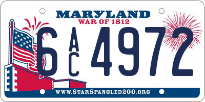 MD license plate 6AC4972