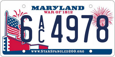 MD license plate 6AC4978