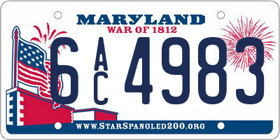 MD license plate 6AC4983