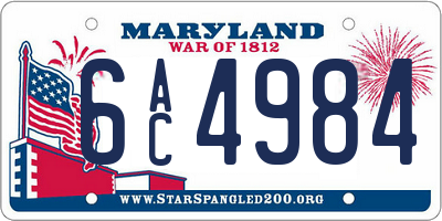 MD license plate 6AC4984