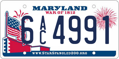 MD license plate 6AC4991