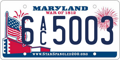 MD license plate 6AC5003