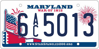 MD license plate 6AC5013